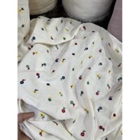 vải thô boi thêu hoa nhí nhiều màu hot đình đám may váy áo mùa hè loại 1 dày dặn