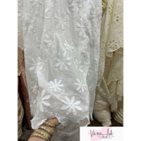 Vải thô thêu hoa nổi