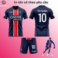 (Vải thun lạnh) Áo bóng đá CLB PSG xanh than sân khách 2024/2025, áo bóng đá in tên số theo yêu cầu ĐHL SPORT