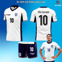 (Vải thun mè) Áo bóng đá đội tuyển Anh trắng 2024/2025 sân nhà, áo bóng đá in tên số theo yêu cầu ĐHL SPORT