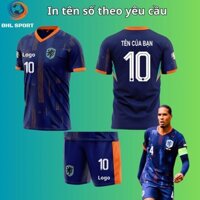 (Vải thun mè) Áo bóng đá đội tuyển Hà lan xanh sân khách 2024/2025, áo bóng đá in tên số theo yêu cầu ĐHL SPORT