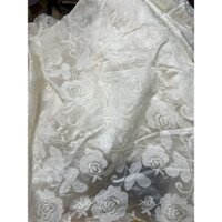 Vải tơ thêu hai màu trắng và kem