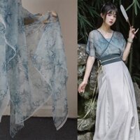Vải Voan Lụa Mô Phỏng In Hình Cây Tre Dùng May Sườn Xám / Hán Phục