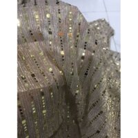 vải voan lưới màu da đính cườm màu đồng mềm mỏng nhẹ khúc 1m2_( khổ 1m5)May đầm váy thiết kế thời trang phối kiểu