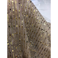 Vải voan lưới màu da đính cườm vàng đồng mỏng nhẹ đẹp sang(khổ 1m5)may đầm váy dạ hội,áo dài ,áo kiểu thời trang