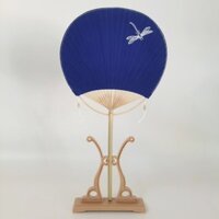 Vải Xanh Thêu Dây Buộc-Dye Tre Nhuộm Một Tre Cắt Lụa Nhóm Quạt Cổ Phong Cách Trung Hoa Sườn Xám Khiêu Vũ Trống Vải Quạt Nhóm Quạt