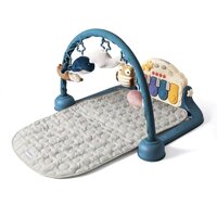 VAIY Zoo Activity Gym Baby Music Fitness Rack Baby Toys Early Childhood Play Blanket Fitness Piano Stand Blue, Brown (Color : Blue, Size : Rectangle)