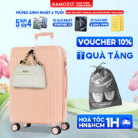 Vali du lịch BAMOZO 8801 MÀU HỒNG NHẠT size 2024, vali kéo nhựa được bảo hành 5 năm. - size 20