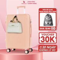 Vali du lịch BAMOZO 8801 MÀU HỒNG NHẠT size 2024, vali kéo nhựa được bảo hành 5 năm. - Bộ 2 size 20 inch  24 inch