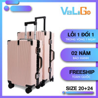 Vali du lịch Cao Cấp Size 20 / Size 24, Vali kéo khung nhôm khóa sập, vali combo size 20 và size 24 inch (VG12B-combo)