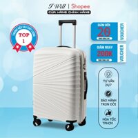 Vali Du Lịch I WILL  2 size 20/24inch Chất Liệu Nhựa PP Cao Cấp vân đuôi công màu trắng BẢO HÀNH TRỌN ĐỜI
