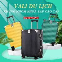 Vali Du Lịch Khung Nhôm Khoá Sập Bo Góc Kéo bánh xe 360 độ cao cấp chống vỡ, chống trộm size 20 - 24 inch. BH 5 Năm