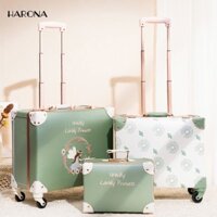 Vali du lịch retro siêu nhẹ phong cách Nhật Bản, vali kéo dễ thương cho sinh viên, vali du lịch nằm ngang16Bao da handma