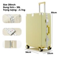 Vali Du Lịch Size 20 Inch COZY HOME 23-29, Vali Khung Nhôm Khóa Sập Tích Hợp Cổng USB Tiện Dụng