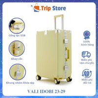 Vali Du Lịch Size 20 Inch Idobi 23-29, Vali Khung Nhôm Khóa Sập Tích Hợp Cổng USB Tiện Dụng