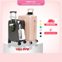 Vali du lịch SUNNY SV15, vali kéo size 20/24, cổng sạc USB, khay đựng cốc, xách tay/kí gửi