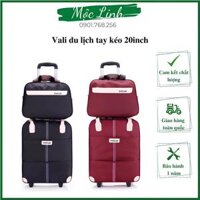 Vali du lịch tay kéo 20inch+ túi kèm, vali xách tay máy bay có bánh xe