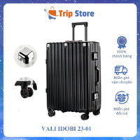 Vali du lịch thời trang size 20 inch Idobi 23-01, Vali kéo khung nhôm khóa sập bo góc kim loại chống trầy xước