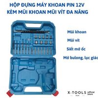 Vali Đựng Máy Khoan Pin Kèm Mũi Khoan Bắt Vít Mở Ốc Lục Giác Bulong, Hộp Đồ Nghề Đa Năng