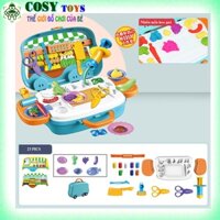 Vali hộp đất sét nặn hình hoa quả 3D cao cấp với 23 mẫu bằng đất sét an toàn cho bé