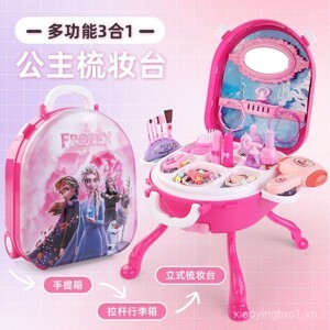 Vali kéo cho bé gái in hình 3D công chúa Frozen size lớn - màu xanh/ hồng