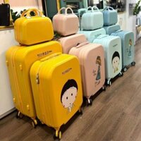 Vali kéo du lịch cao cấp, vali nhựa dẻo Abs, Size 20+24 inch kèm cốp