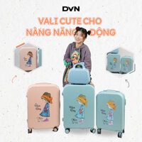 Vali kéo du lịch Quảng Châu, vali nhựa dẻo Abs, Size 20+24 inch kèm cốp, hình nền siêu dễ thương, cute