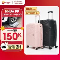 Vali kéo du lịch SUNNY PICA nhựa PP chống vỡ tuyệt đối, vali size 28 24 20 inch xách tay, kí gửi