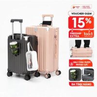 Vali kéo du lịch thời trang SUNNY SV15 chất liệu nhựa ABS+PC, tích hợp nhiều tính năng (size 20 24)