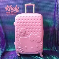 Vali kéo du lịch trẻ em 24'' hình mèo Hello Kitty tim nổi bằng nhựa cao cấp màu hồng nhạt siêu đáng yêu dành cho bé gái (dính chút lỗi nhẹ SALE)  - VLKKTHNTIM (40x24x60cm)