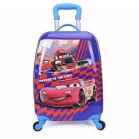 Vali kéo hình ô tô cho bé size 18 inch bánh xe xoay 360 độ in 2 mặt vali siêu nhân, peppa pig, elsa,kitty,công chúa