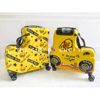Vali kéo mini du lịch cho bé in 2 mặt - Vali ngồi cho trẻ em hình dễ thương bé trai và gái