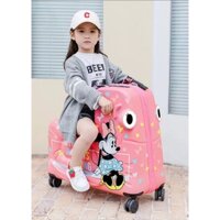 Vali kéo trẻ em mickey cao cấp Size 24 ,vali trẻ em chòi chân ngồi được, hàng chính hãng.