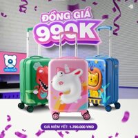 Vali Kéo Trẻ Em - Vali Cho Bé Beddy Bear Hàn Quốc Họa Tiết Hoạt Hình Đáng Yêu, Chống Va Đập, Chống Nước, Siêu Bền