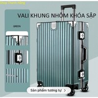 Vali khung nhôm khoá sập, size 29 Xanh Rêu cho người đi nước ngoài