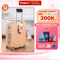 Vali Khung Nhôm Khóa Sập Kingsun Size 20/24, Nhựa Abs/Pc Cao Cấp, Bo 4 Góc Kim Loại Chống Va Đập