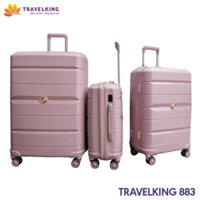 Vali nhựa PP cao cấp size 24 inch chống vỡ Hùng Phát TRAVELKING 883 không lo bể vỡ bảo hành, khóa số TSA
