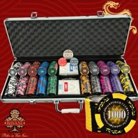 Vali Poker có 200/300/500 Chip Phỉnh Poker Rồng Lửa Chip hàng Chính Hãng Cao Cấp