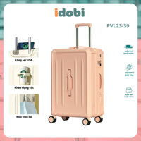 Vali thời trang siêu nhẹ IDOBI 23-39 vali du lịch cao cấp size 22 vali kéo có khay cốc nước và cổng sạc USB