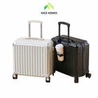 Vali xách tay du lịch nhỏ gọn có bo góc chống va đập, khay để nước, khe cắm USB chất liệu nhựa ABS cao cấp size 18