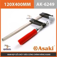 Vam cảo, kẹp gỗ chữ F 120x400mm AK-6249 siêu cứng chính hãng ASAKI kẹp chặt vật cần gia công