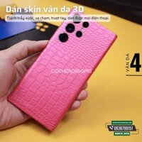 [Vân 4 - Cá Sấu Hồng Bóng ] Miếng Dán Skin Da Vân Nổi 3D Không Viền Các Dòng Samsung S8 S9 S10 S20 S21 S22 S23 Plus Ultra 5G Lite