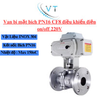 Van bi mặt bích đế cao tay gạt inox 304 ON/OFF 220V DN100-DN200