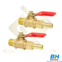 Van Hơi Tay Gạt Đồng Thau Ren Ngoài 13mm 1/4" Đuôi Chuột 8mm VHTGRN13DC8
