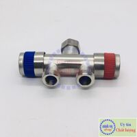 Van Nước 2 cổng xả có điều khiển riêng biệt dạng vòi chia nước – đầu ra 21mm, Chất liệu bằng Inox SUS304 -VC2xanh90