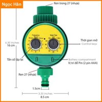 Van Nước Hẹn Giờ Tự Động Tưới Tiêu Theo Chu Kì Nguồn Điện Pin AA Đầu Ren Vào 27mm Đầu Ra Ống Mềm Ren 13mm ngochanshop