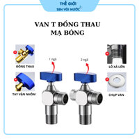 Van T Chia Nước, Van Giảm Áp SANDRA Đồng Thau Cao Cấp Crom Bóng, Van Lõi Bi Xả Nước Mạnh - VT-16