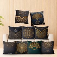 Vàng Đen Mandala Gối Sofa Tựa Lưng Phòng Ngủ Gối Ánh Sáng Sang Trọng In Hình Đệm