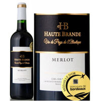 Vang đỏ Domaine Haute Brande Merlot 13,5% chai 750 ml x 6 chai nhập khẩu nguyên thùng từ Pháp