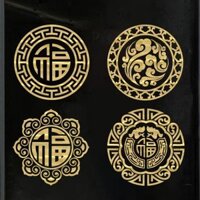 Vàng Đỏ Nhân Vật May Mắn Cắt Giấy Năm Thỏ Cửa Sổ Nướng Giấy Năm Mới Lễ Hội Mùa Xuân Trang Trí Lễ Hội Nhãn Dán Kính Chống Thấm Nước PVC Tự Dính
